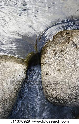 Stock Photo - Close up shot of water flowing between two rocks in Iao Valley State Park in Maui Hawaii. Fotosearch