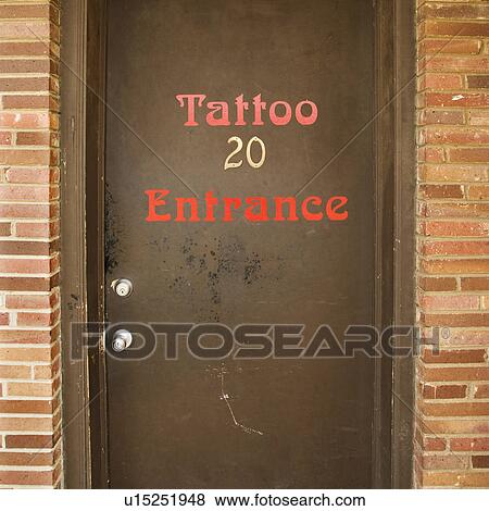 Doorway entrance to tattoo parlor. View Large Photo Image Stock Photo - Doorway entrance to tattoo parlor.. Fotosearch