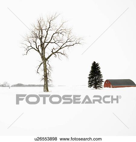 Red barn in snow covered landscape in Midwestern USA View Large Photo Image Stock Photo - Red barn in snow covered landscape in Midwestern USA. Fotosearch