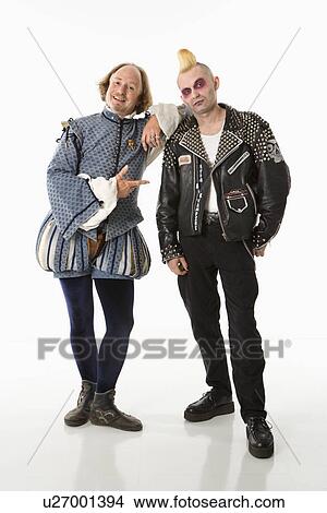 William Shakespeare smiling and leaning on gothic punk young man looking at viewer. View Large Photo Image Picture - William Shakespeare smiling and leaning on gothic punk young man looking at viewer.. Fotosearch