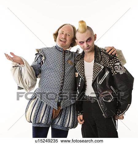 William Shakespeare smiling with arm around gothic punk young man. View Large Photo Image Stock Photography - William Shakespeare smiling with arm around gothic punk young man.. Fotosearch