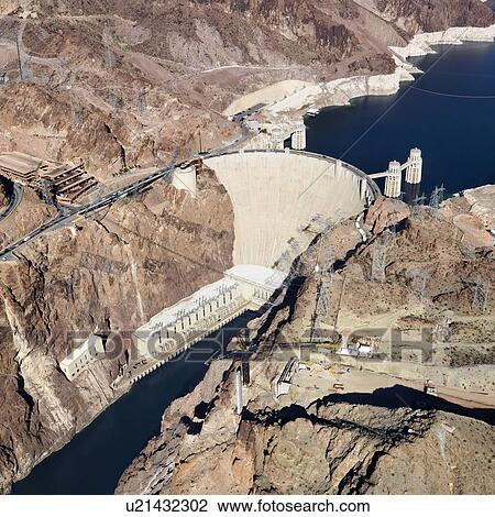 Aerial view of Hoover Dam on the Nevada-Arizona border. View Large Photo Image Stock Image - Aerial view of Hoover Dam on the Nevada-Arizona border.. Fotosearch