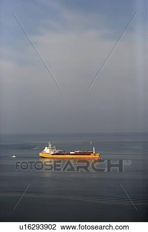 Aerial view of oil tanker on Atlantic Ocean. View Large Photo Image Stock Image - Aerial view of oil tanker on Atlantic Ocean.. Fotosearch