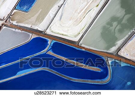 Stock Image - Aerial view of tailing ponds in Utah, USA.. Fotosearch