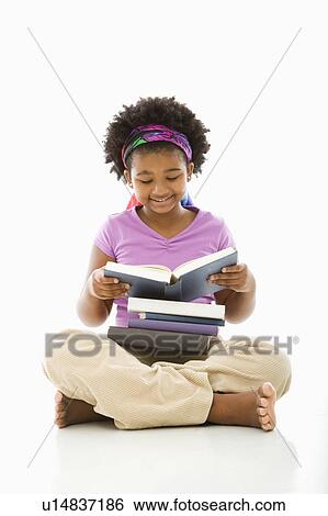 African American girl with large stack of books reading. View Large Photo Image Stock Photograph - African American girl with large stack of books reading.. Fotosearch