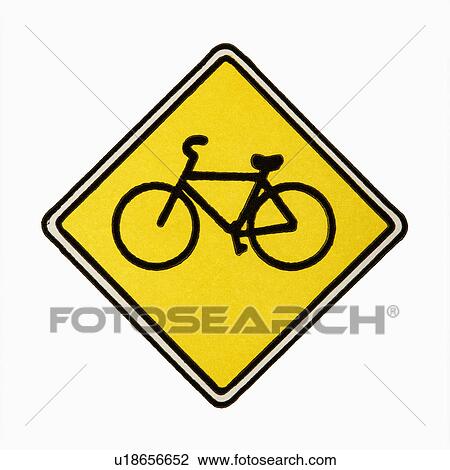 Bicycle road sign against white background. View Large Photo Image Stock Image - Bicycle road sign against white background.. Fotosearch