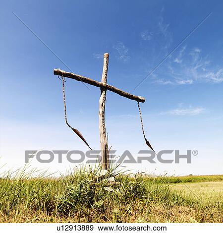 Stock Photo - Ceremonial burial site in remote field.. Fotosearch