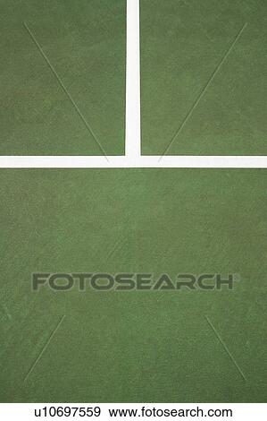 Close up of white lines on green concrete of tennis court. View Large Photo Image Stock Photo - Close up of white lines on green concrete of tennis court.. Fotosearch
