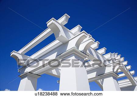 Detail of white arbor against blue sky. View Large Photo Image Stock Photo - Detail of white arbor against blue sky.. Fotosearch