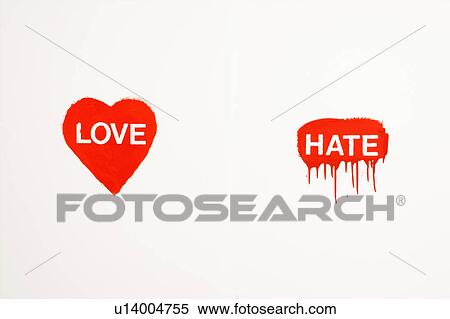 Heart with love painted on wall next to hate with drippings. View Large Photo Image Stock Photography - Heart with love painted on wall next to hate with drippings.. Fotosearch