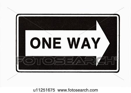 Stock Photography - One way road sign sign on white background.. Fotosearch
