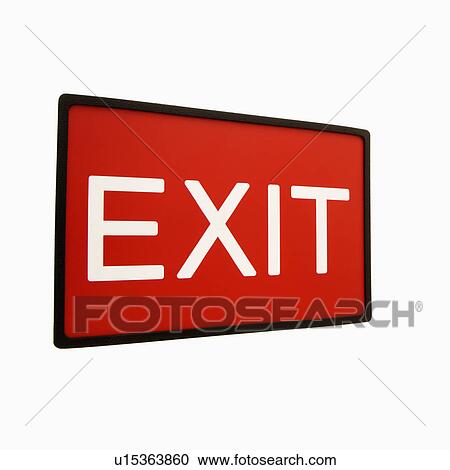 Red exit sign against white background. View Large Photo Image Stock Image - Red exit sign against white background.. Fotosearch