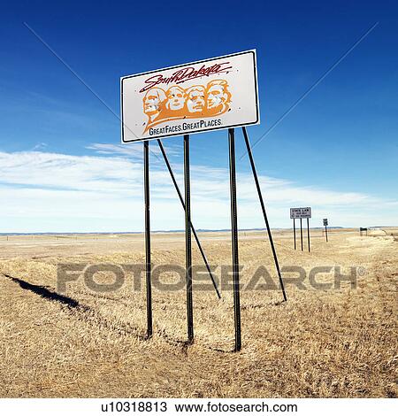 Sign with South Dakota's slogan on side of highway. View Large Photo Image Stock Image - Sign with South Dakota's slogan on side of highway.. Fotosearch