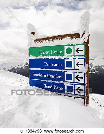 Snow covered sign with arrows to slopes. View Large Photo Image Stock Image - Snow covered sign with arrows to slopes.. Fotosearch