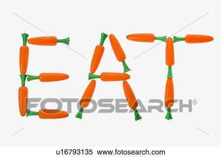 The word eat spelled out with carrots on white background. View Large Photo Image Stock Photography - The word eat spelled out with carrots on white background.. Fotosearch