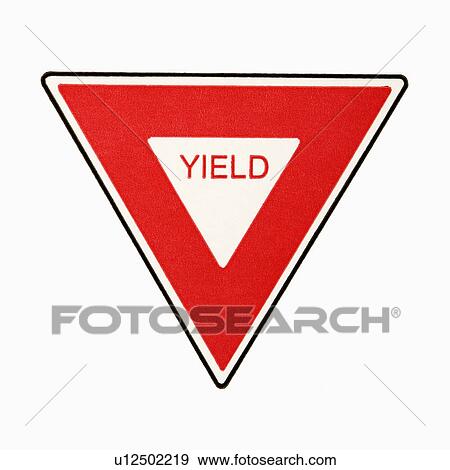 Stock Photo - Yield road sign against white background.. Fotosearch
