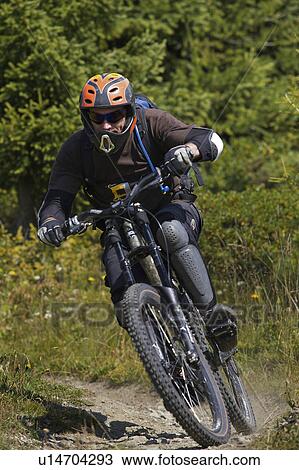 Stock Image - Mountain biking in the alps. Fotosearch