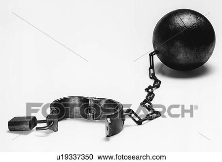 Stock Image - Ball and chain (b&w). Fotosearch