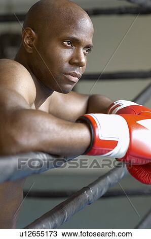 Boxer resting on boxing ring head and shoulders View Large Photo Image Stock Image - Boxer resting on boxing ring head and shoulders. Fotosearch