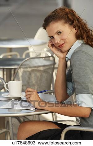 Businesswoman at Sidewalk Cafe View Large Photo Image Stock Image - Businesswoman at Sidewalk Cafe. Fotosearch