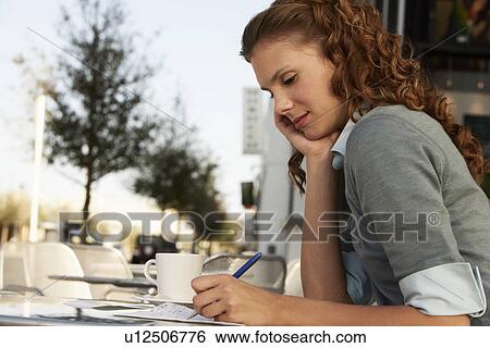 Businesswoman at Sidewalk Cafe View Large Photo Image Stock Photograph - Businesswoman at Sidewalk Cafe. Fotosearch