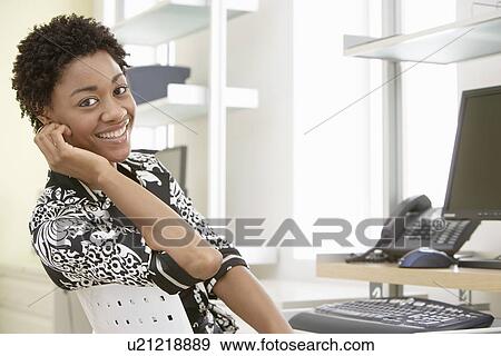 Stock Photo - Businesswoman in Home Office. Fotosearch
