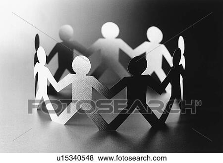 Circle of cut out paper figures (b&w) View Large Photo Image Stock Photo - Circle of cut out paper figures (b&w). Fotosearch