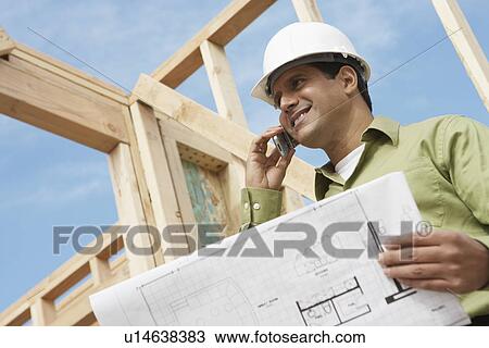 Construction Worker Using Cell Phone View Large Photo Image Stock Image - Construction Worker Using Cell Phone. Fotosearch