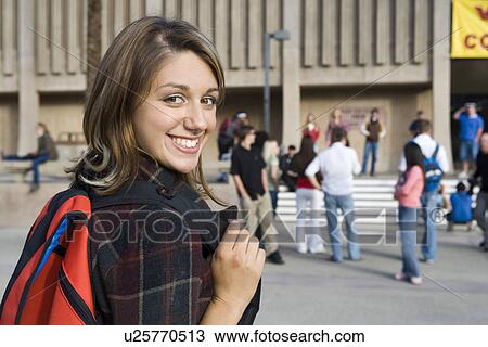 Female University student outdoors View Large Photo Image Stock Image - Female University student outdoors. Fotosearch