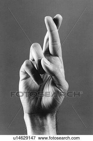 Fingers crossed (b&w) (close-up) View Large Photo Image Stock Photo - Fingers crossed (b&w) (close-up). Fotosearch