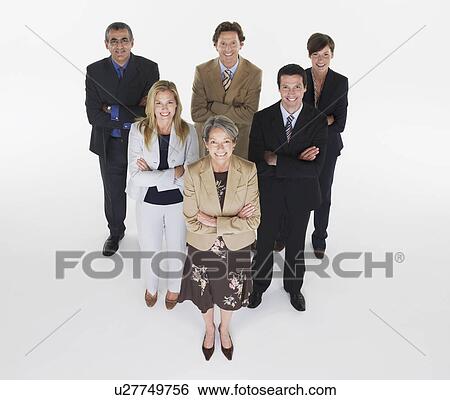 Stock Photograph - Group of businesspeople in triangle formation. Fotosearch