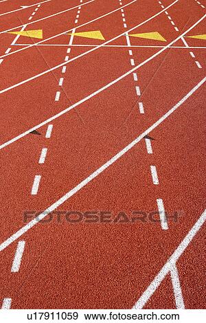 Stock Photo - Lane Marks on Running Track. Fotosearch