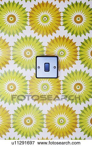 Light switch on flowery wallpaper View Large Photo Image Stock Photo - Light switch on flowery wallpaper. Fotosearch
