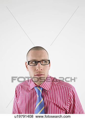 Man in glasses head and shoulders View Large Photo Image Stock Photo - Man in glasses head and shoulders. Fotosearch