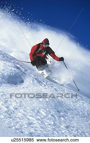 Man skiing on mountain slope View Large Photo Image Stock Photography - Man skiing on mountain slope. Fotosearch