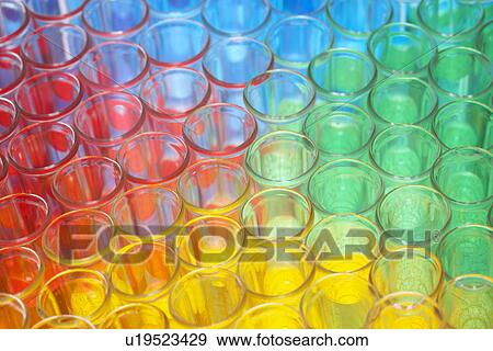 Multi-coloured chemical samples in glasses View Large Photo Image Stock Photo - Multi-coloured chemical samples in glasses. Fotosearch
