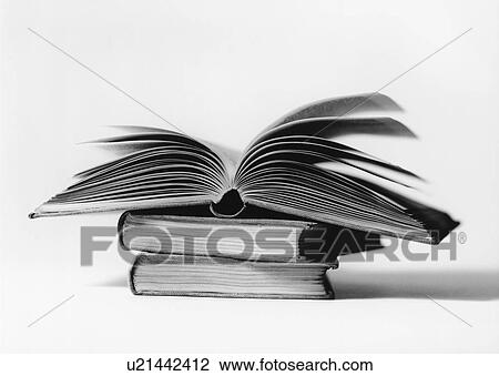 Stock Image - Open book (b&w). Fotosearch