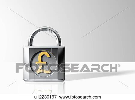 Stock Photo - Padlock with British pound symbol. Fotosearch