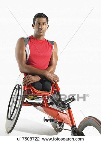 Stock Image - Paraplegic cycler portrait. Fotosearch