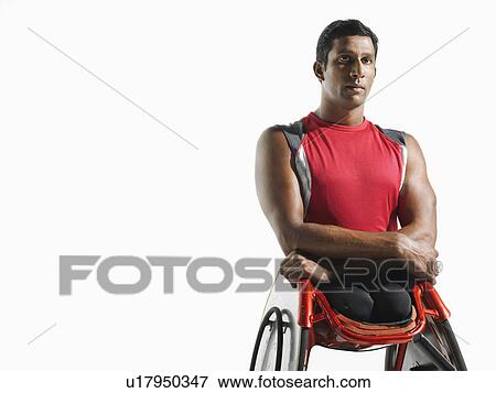Stock Photo - Paraplegic cycler portrait. Fotosearch