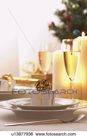 Stock Photograph - Place setting at Christmas. Fotosearch