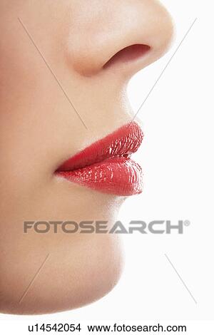 Picture - Red lips profile. Fotosearch