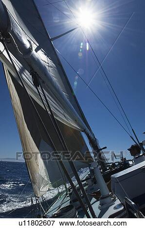 Rigging and Mast of yacht on ocean View Large Photo Image Stock Photo - Rigging and Mast of yacht on ocean. Fotosearch