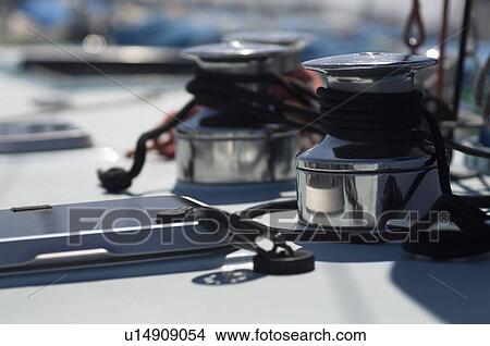 Ropes and windlass on Yacht close up View Large Photo Image Picture - Ropes and windlass on Yacht close up. Fotosearch