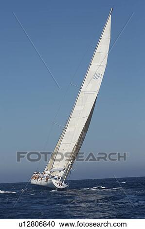 Stock Image - Sailing Boat in Yacht Race. Fotosearch