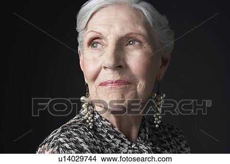 Picture - Senior Woman with Pearl Earrings. Fotosearch