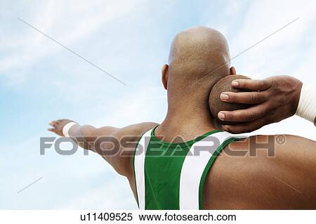 Shot Putter holding shot put head and shoulders back view View Large Photo Image Stock Photography - Shot Putter holding shot put head and shoulders back view. Fotosearch