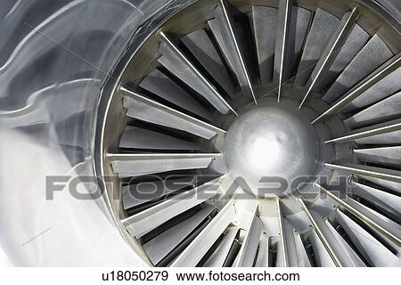 Stock Photo - Turbine of jet airplane close-up. Fotosearch