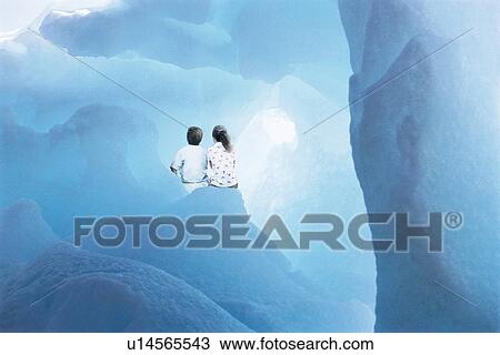 Two children (6-8) in glacier back view View Large Photo Image Stock Image - Two children (6-8) in glacier back view. Fotosearch