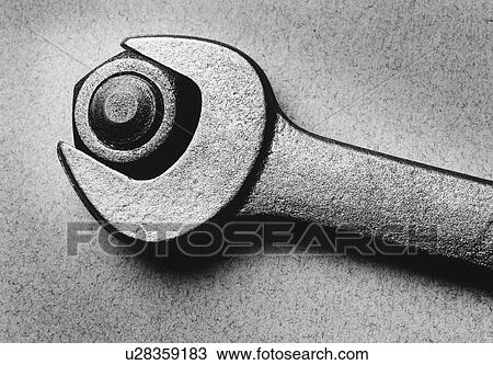Wrench and bolt (b&w) View Large Photo Image Stock Image - Wrench and bolt (b&w). Fotosearch